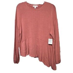 2/$30 Chelsea 28 Long Sleeve Shirt Size M Pink Asymmetrical Hem Oversized NWT